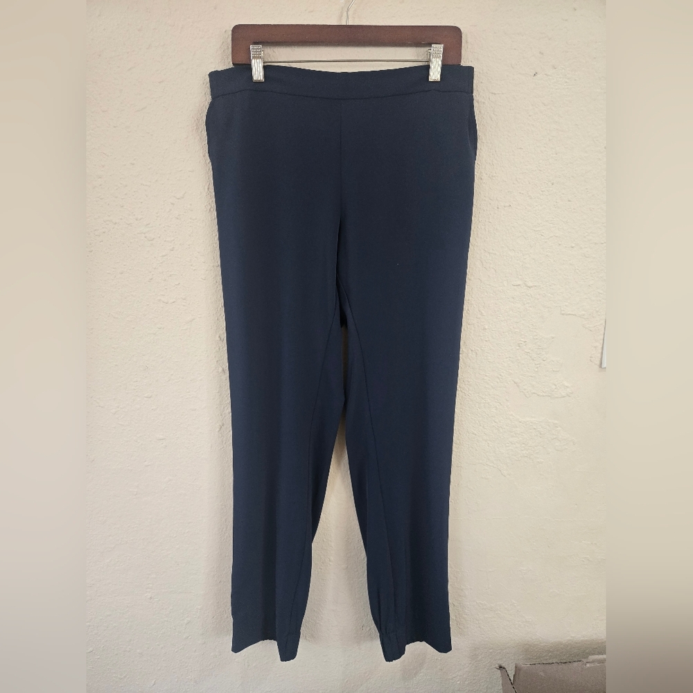 Jones New York Active Sport Casual Pants Navy White Stripe tight ankle, Size 8